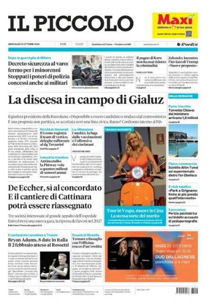 Prima pagina Il Piccolo | Trieste