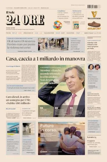 Prima pagina Il Sole 24 Ore