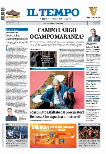Prima pagina Il Tempo