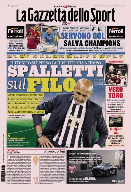 Prima pagina La Gazzetta dello Sport