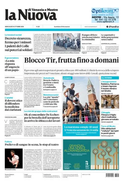 Prima pagina La Nuova di Venezia e Mestre | Venezia e Mestre