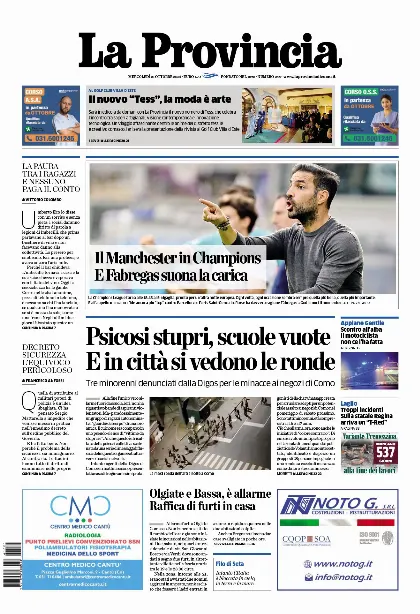 Prima pagina La Provincia