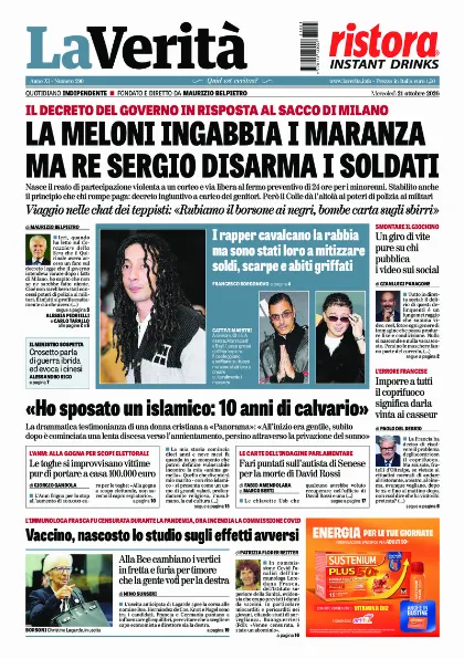Prima pagina La Verita