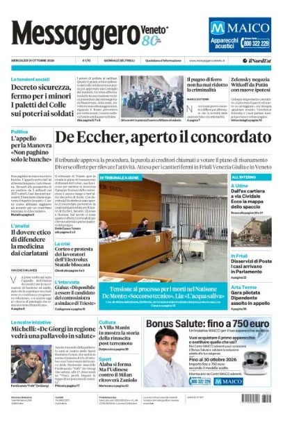 Prima pagina Messaggero Veneto | Gorizia