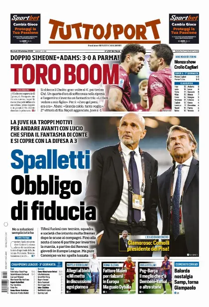 Prima pagina Tuttosport