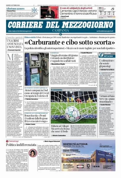 Prima pagina Corriere del Mezzogiorno | Campania
