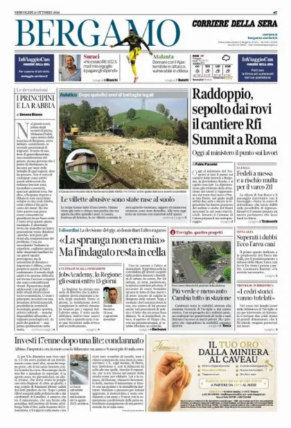 Prima pagina Corriere della Sera | Bergamo