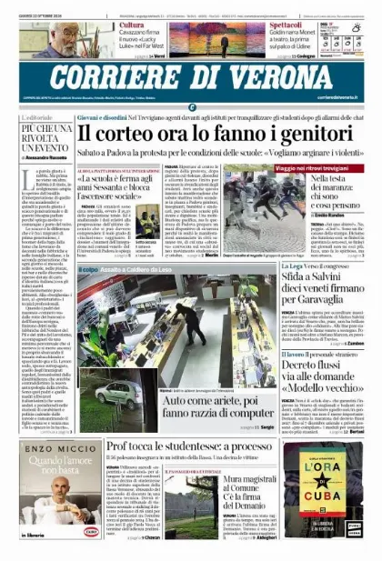 Prima pagina Corriere di Verona