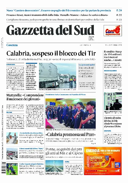 Prima pagina Gazzetta del Sud