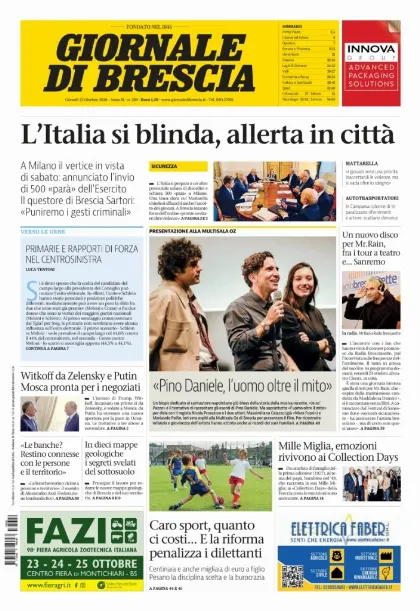 Prima pagina Giornale di Brescia