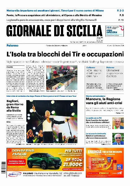 Prima pagina Giornale di Sicilia