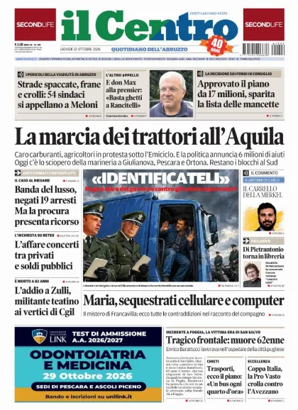 Prima pagina Il Centro | Chieti