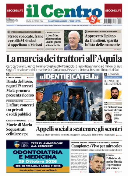 Prima pagina Il Centro | Pescara