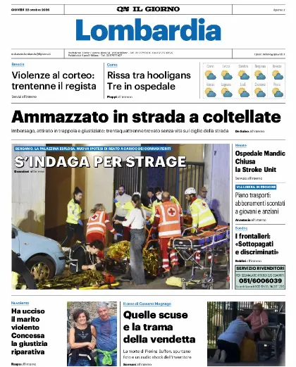 Prima pagina Il Giorno