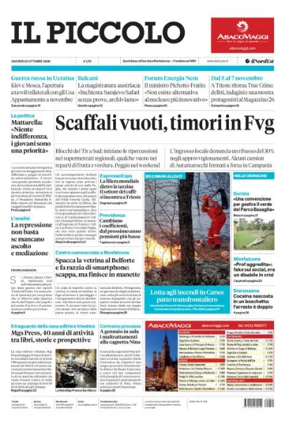 Prima pagina Il Piccolo | Gorizia e Monfalcone