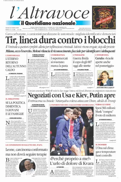 Prima pagina Il Quotidiano del Sud | L'Altravoce