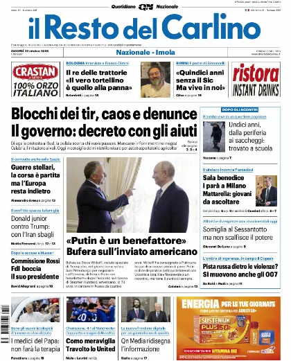 Prima pagina Il Resto del Carlino