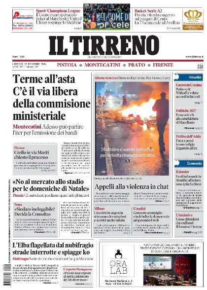 Prima pagina Il Tirreno