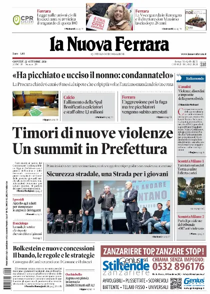 Prima pagina La Nuova Ferrara