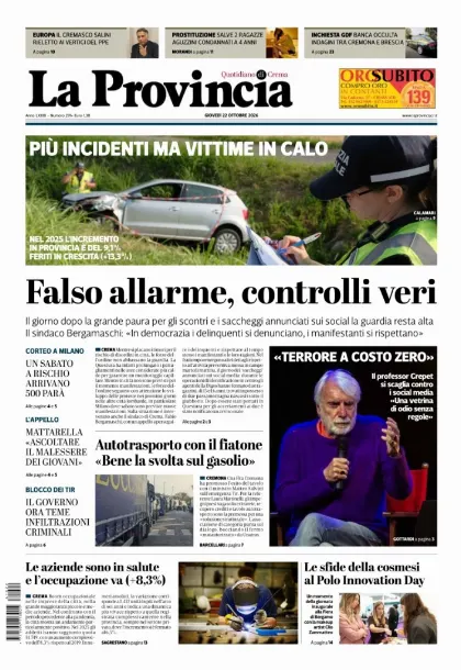 Prima pagina La Provincia | Crema