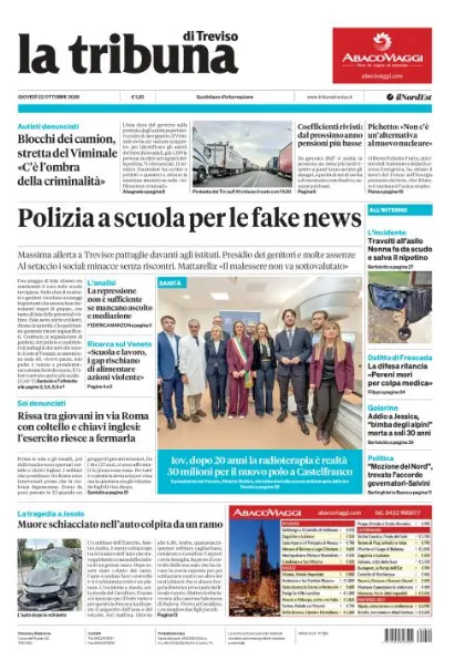 Prima pagina La Tribuna di Treviso | Treviso