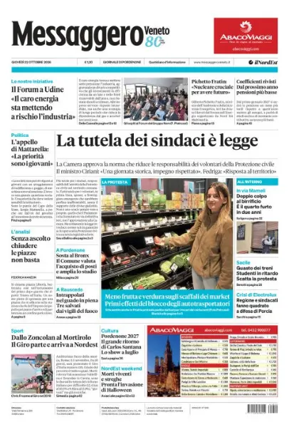 Prima pagina Messaggero Veneto | Pordenone