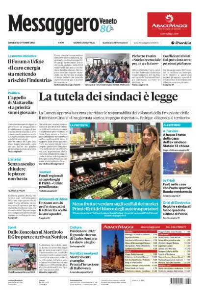 Prima pagina Messaggero Veneto | Udine