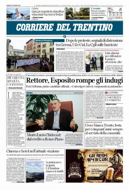 Prima pagina Corriere del Trentino