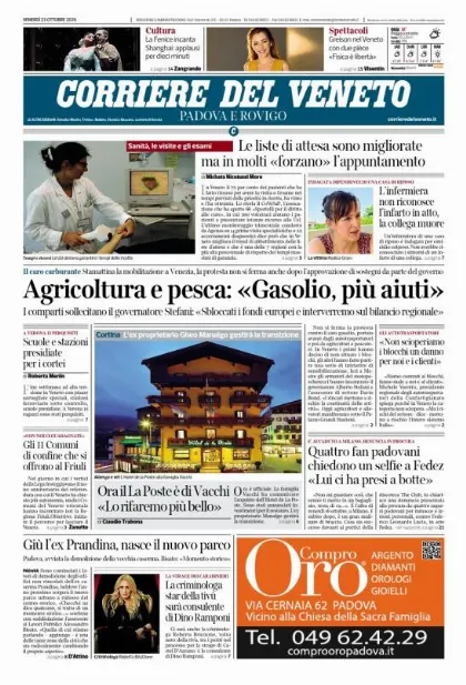 Prima pagina Corriere del Veneto | Padova e Rovigo