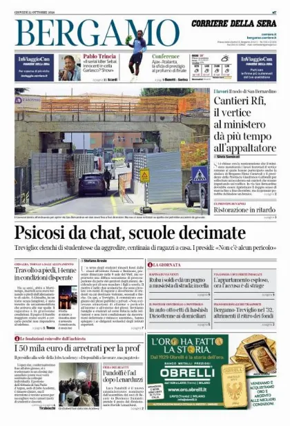 Prima pagina Corriere della Sera | Bergamo