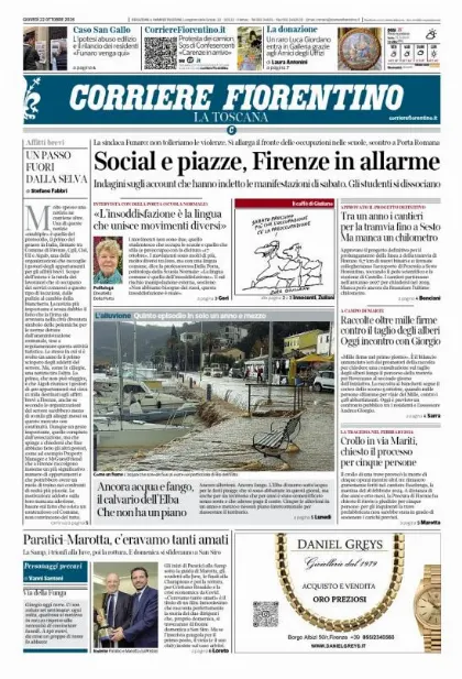 Prima pagina Corriere Fiorentino