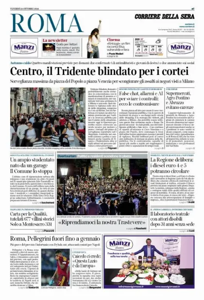 Prima pagina Corriere della Sera | Roma