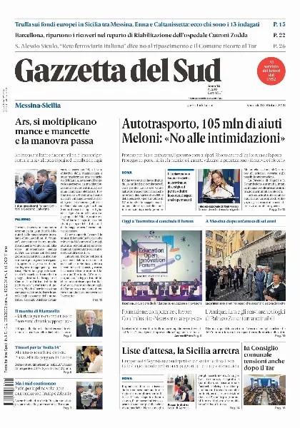 Prima pagina Gazzetta del Sud