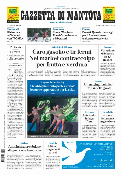 Prima pagina Gazzetta di Mantova