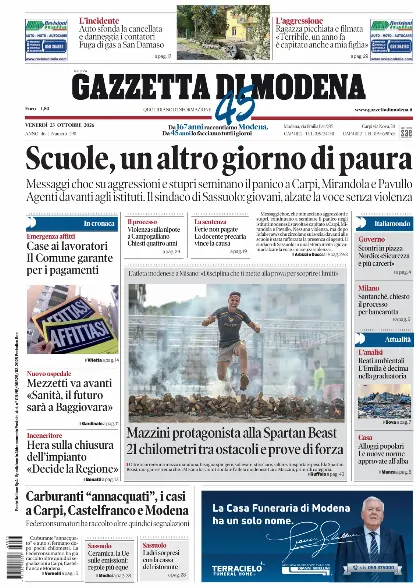 Prima pagina Gazzetta di Modena