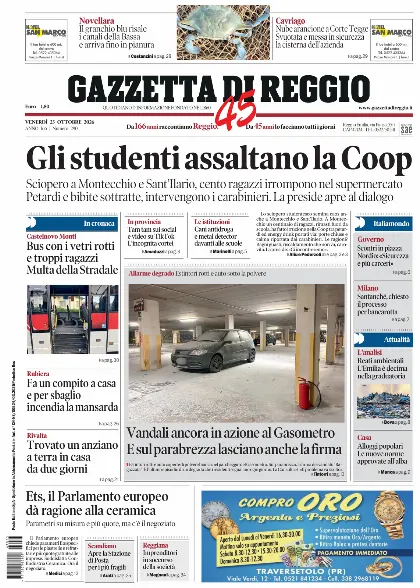 Prima pagina Gazzetta di Reggio