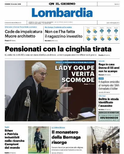 Prima pagina Il Giorno
