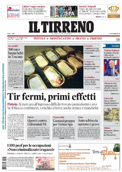 Prima pagina Il Tirreno