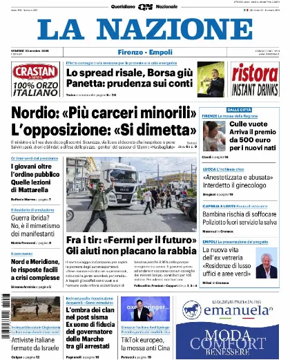 Prima pagina La Nazione