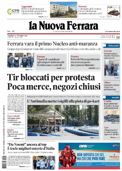 Prima pagina La Nuova Ferrara