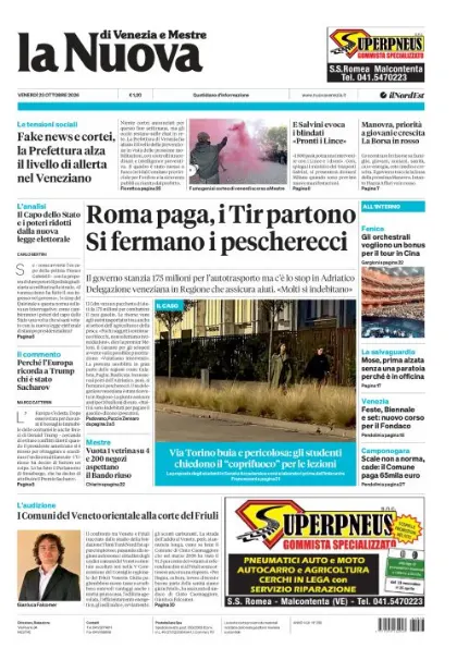 Prima pagina La Nuova di Venezia e Mestre | Venezia e Mestre