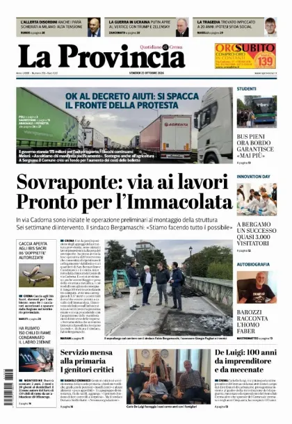 Prima pagina La Provincia | Crema