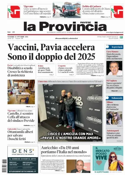Prima pagina La Provincia Pavese