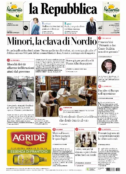 Prima pagina la Repubblica