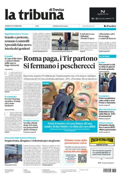 Prima pagina La Tribuna di Treviso | Treviso