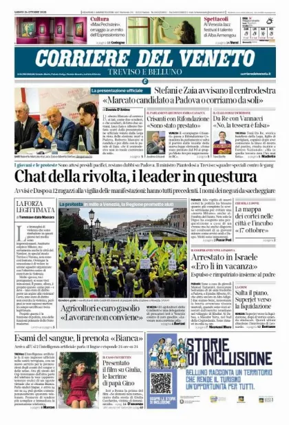 Prima pagina Corriere del Veneto | Treviso e Belluno