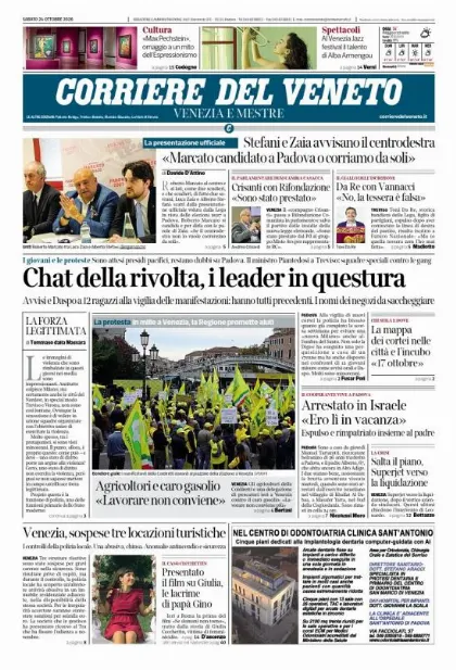 Prima pagina Corriere del Veneto | Venezia e Mestre