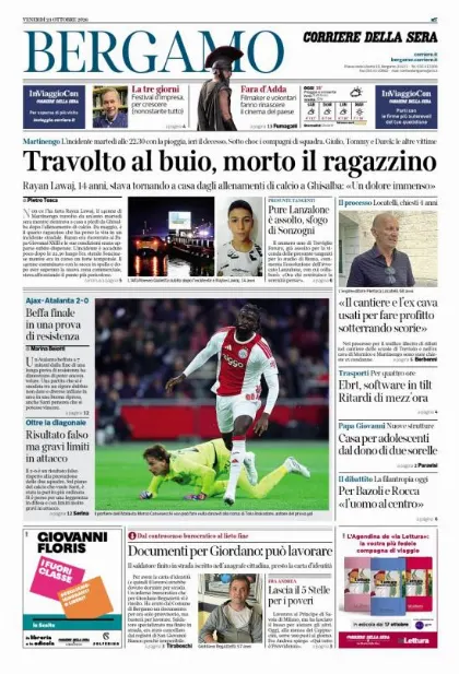 Prima pagina Corriere della Sera | Bergamo