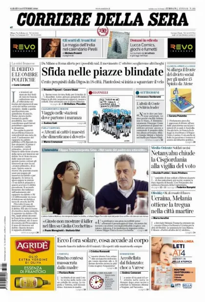 Prima pagina Corriere della Sera