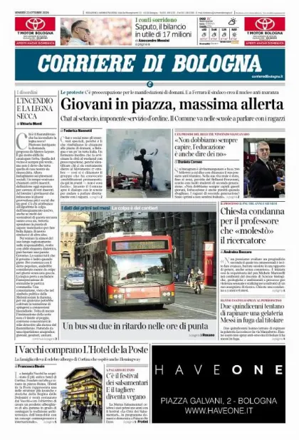 Prima pagina Corriere di Bologna